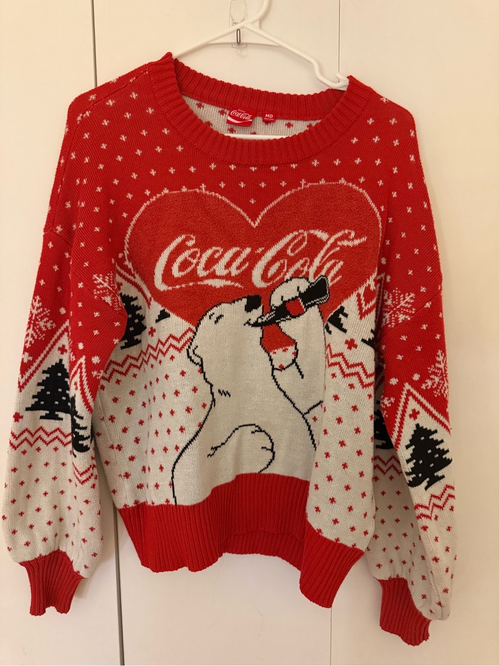 Coca Cola Red & White Polar Bear Crewneck Sweater - Women